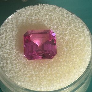New Lab Created Pink Sapphire Asscher Cut 9x9m 4.7ct Gemstone